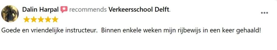 Binnen enkele weken mijn rijbewijs gehaald bij rijschool verkeersschool Delft Snel geslaagd bij rijschool in Delft dankzij fijne instructeur